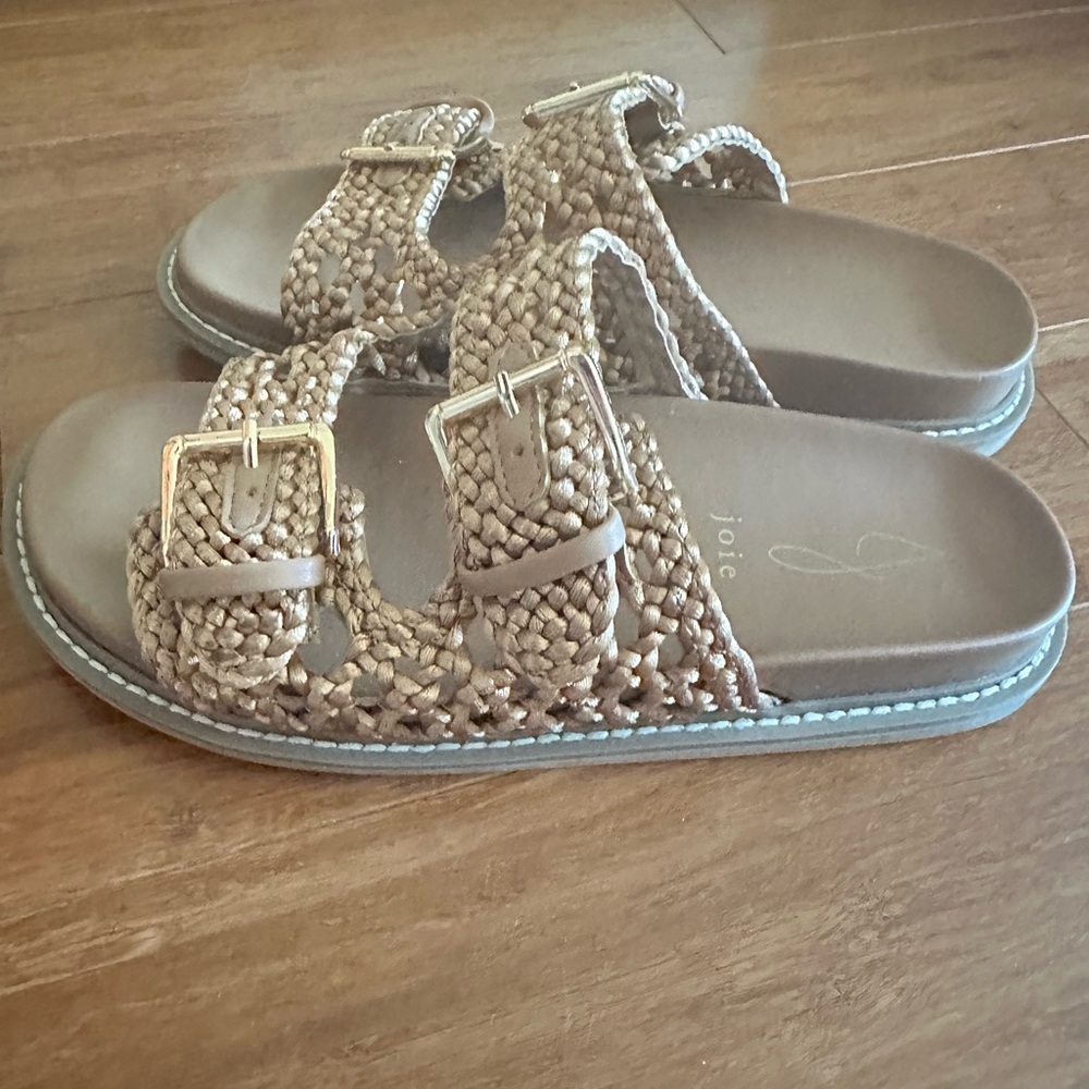 Joie Tan Braided Slide Sandals 6.5